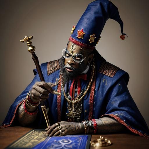 Baron Sam D voodoo king, preparing a voodoo doll, sharp focus, best quality, hyper real