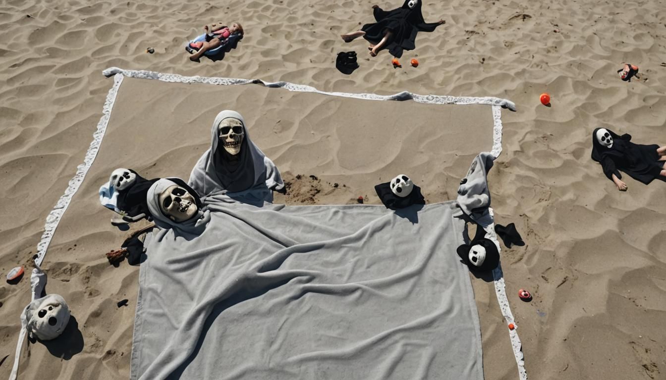 spooky ghoul laying on beach towel  by @undefined