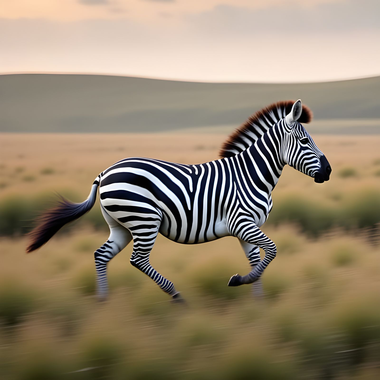photograph of a zebra running, unreal blur, <lora:Blur Effect:1.0> 