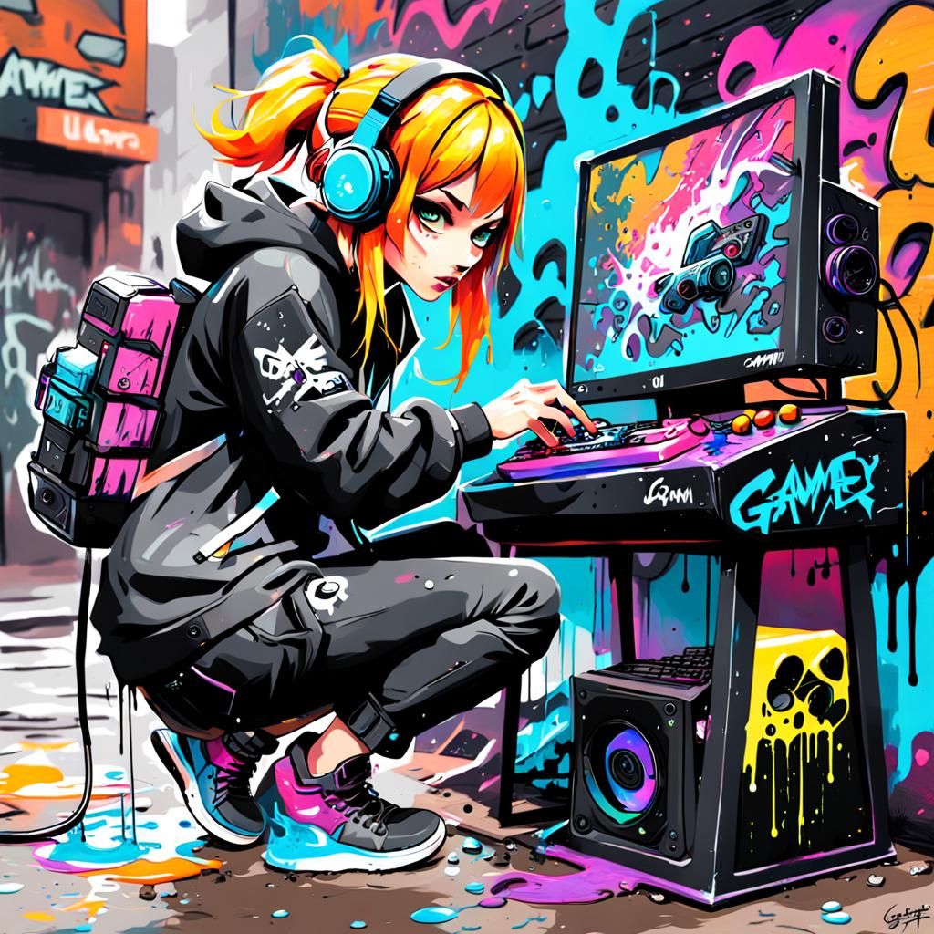 gamin pc set up  gamer girl playing