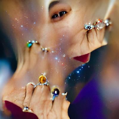 A woman wearing the most beautiful jewels in the universe