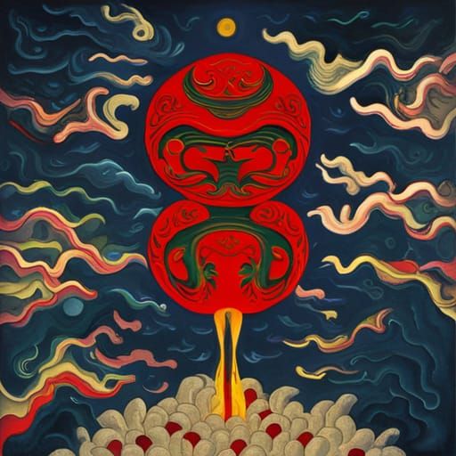 Surreal Dragon Overlooks Earth in Melting Oil Canvas