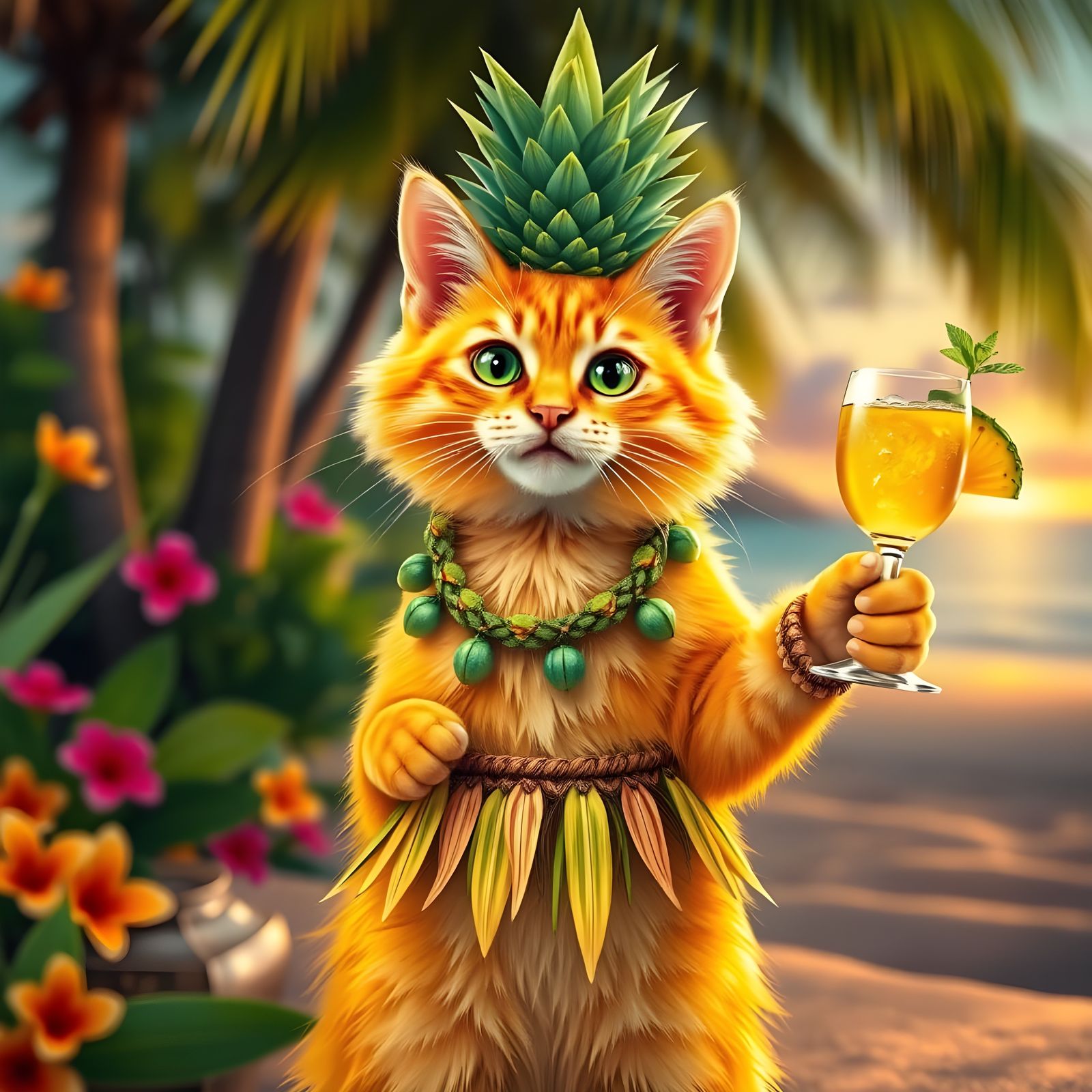 Piña Colada Pineapple Coconut Cat  by @Gary Murakami