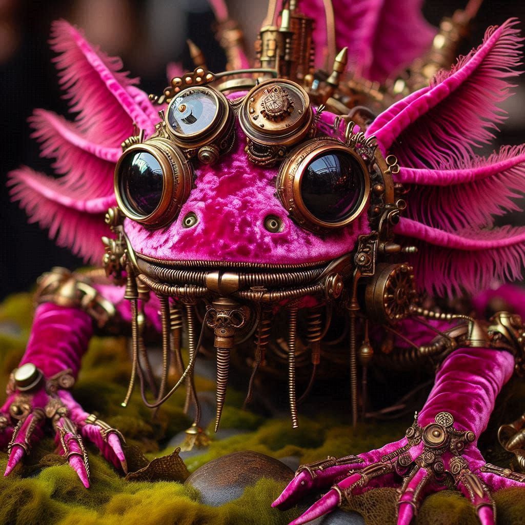 velvet steampunk axolotl