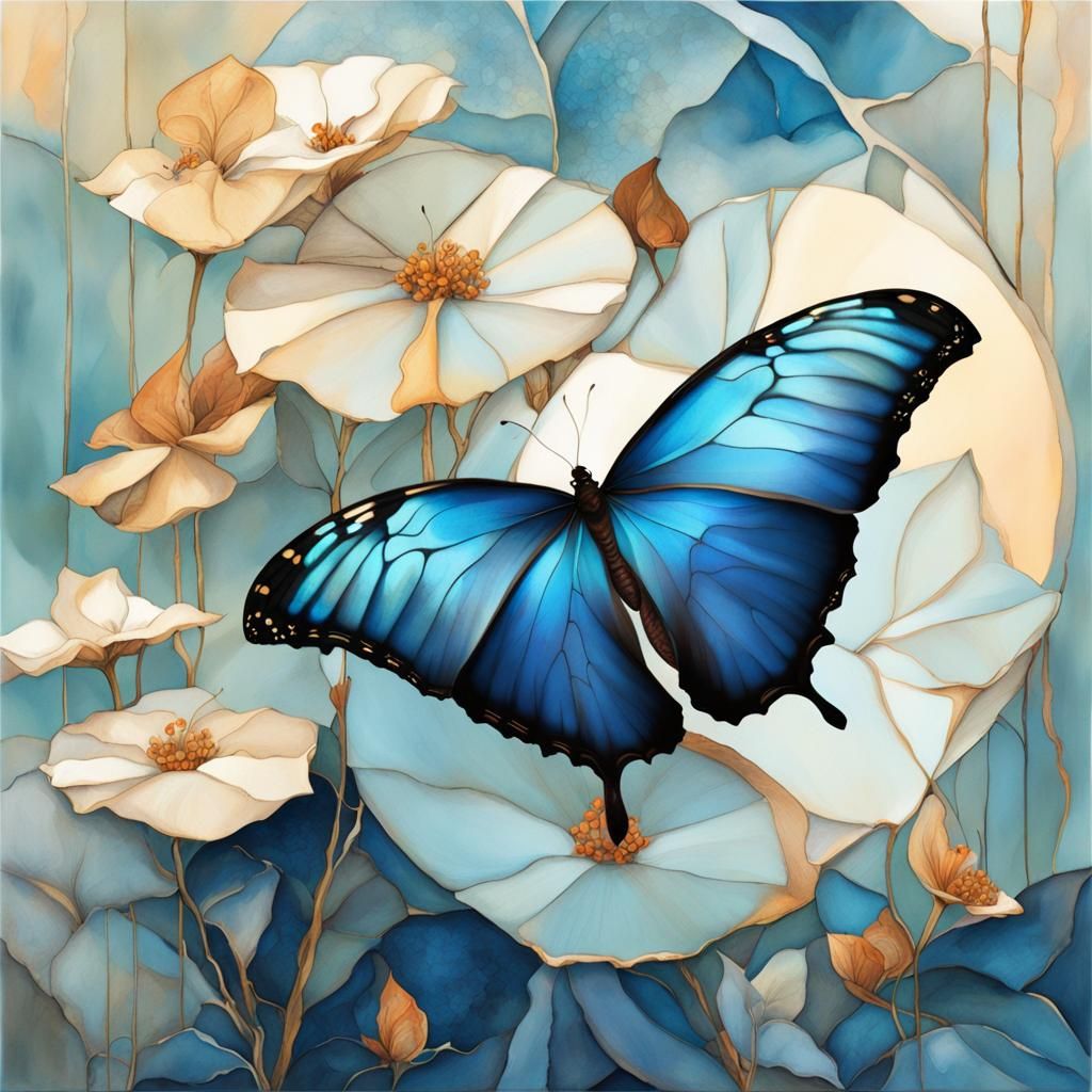 Colorful Fantastical (blue morpho butterfly:1.8)  by @g r r c
