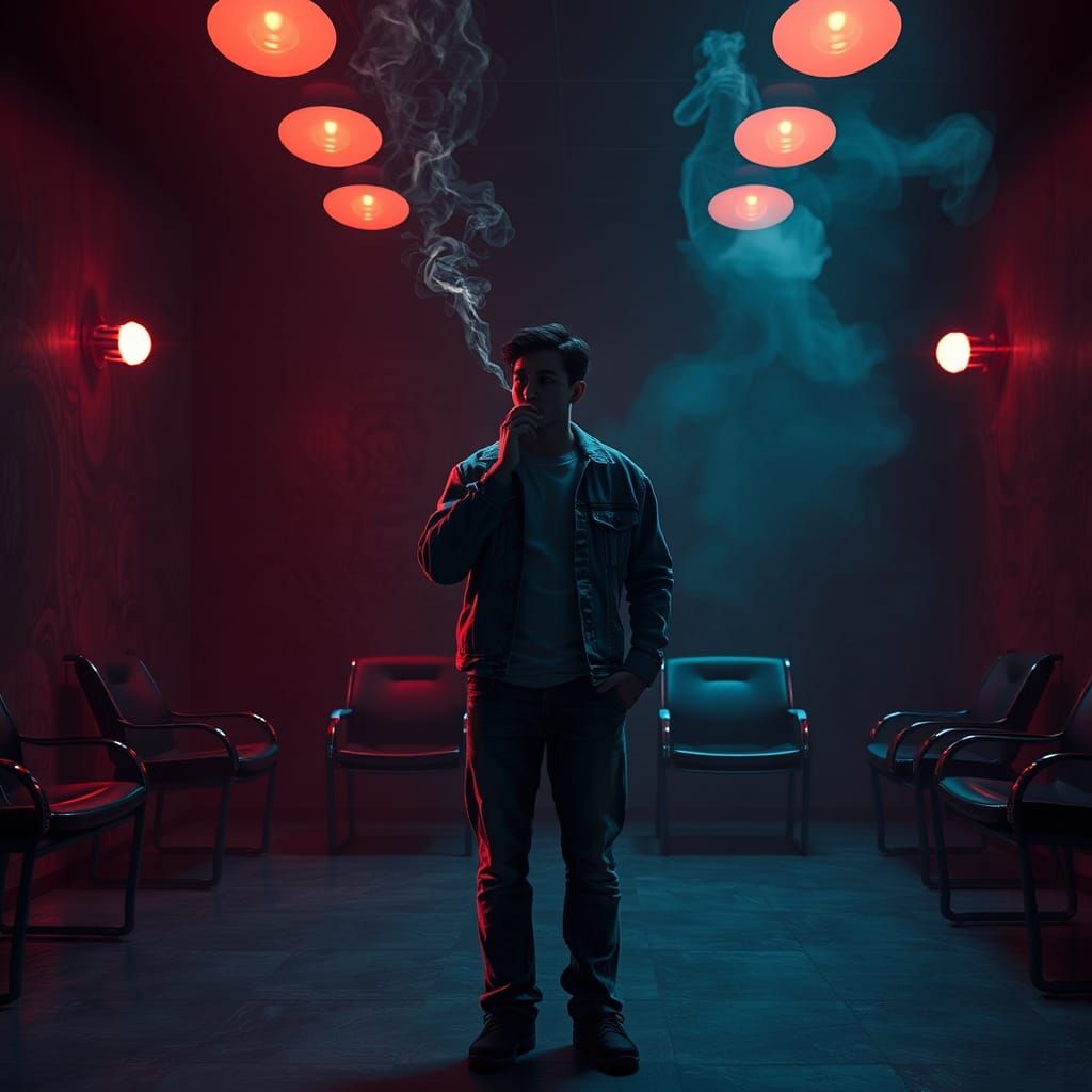 Mystical Waiting Room with E-Cigarette, Matte Painting