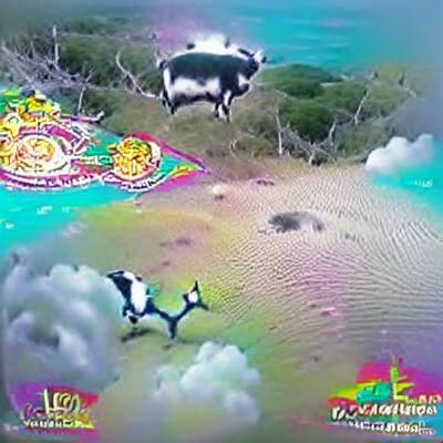 Un señor en LSD volando sobre una vaca marciana