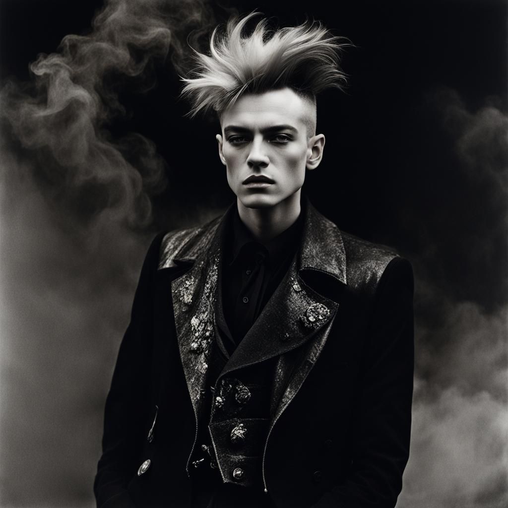 Beautiful Non-Binary Person in Grunge Fashion