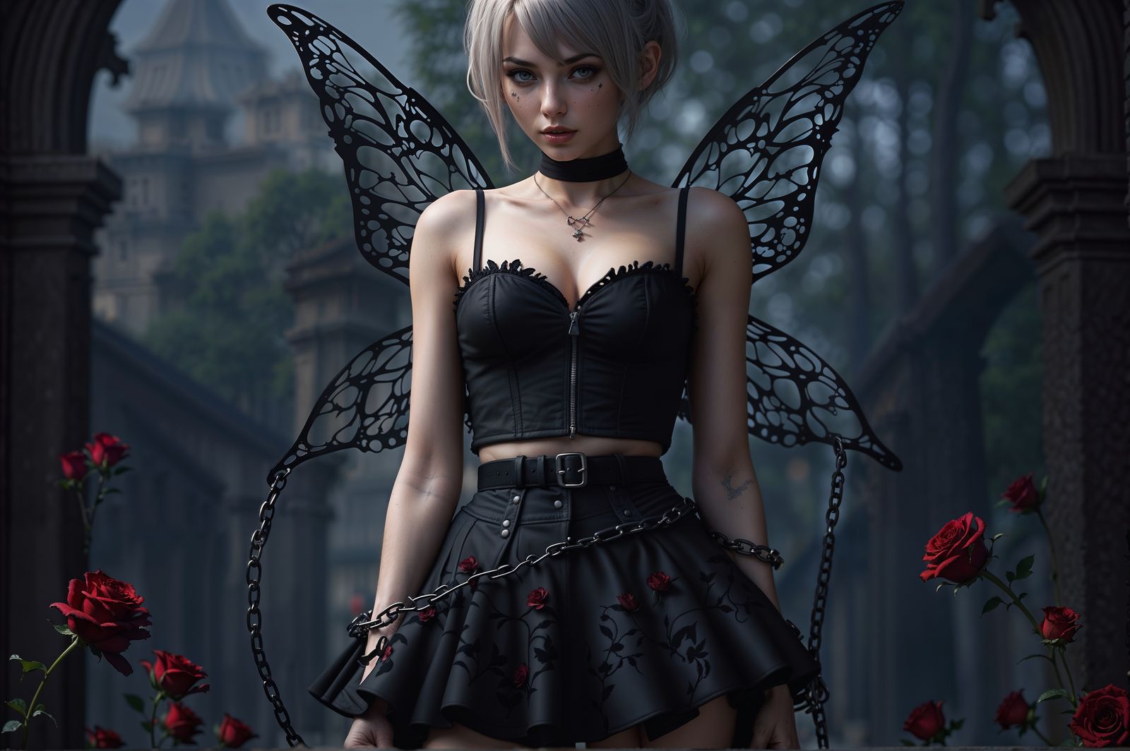 Gothic Mesh Winged Fairy