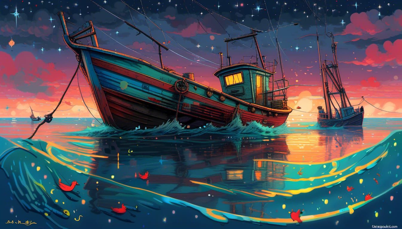 Fishing Boats - AI Generated Artwork - NightCafe Creator