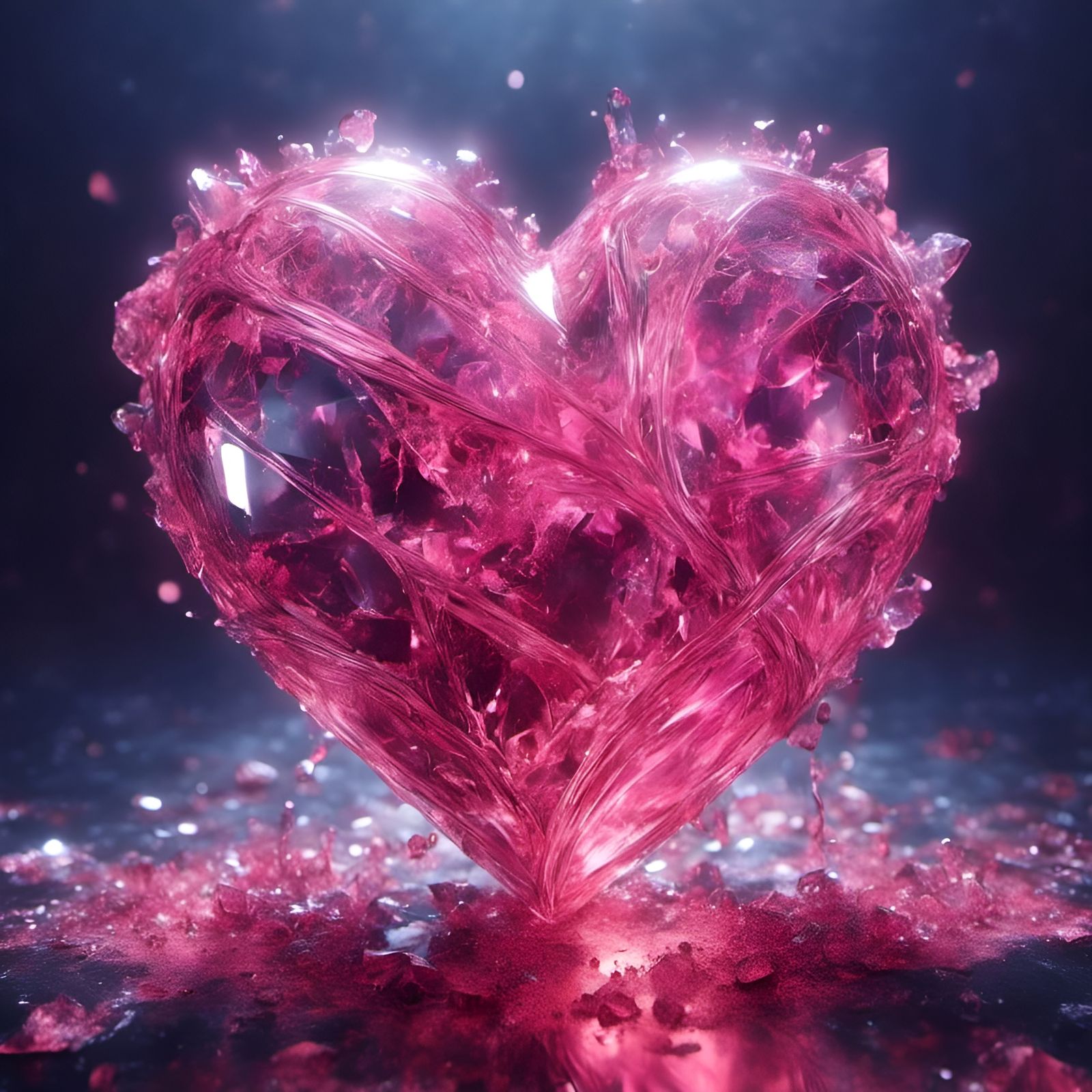 Epic Pink Crystal Heart in 3D