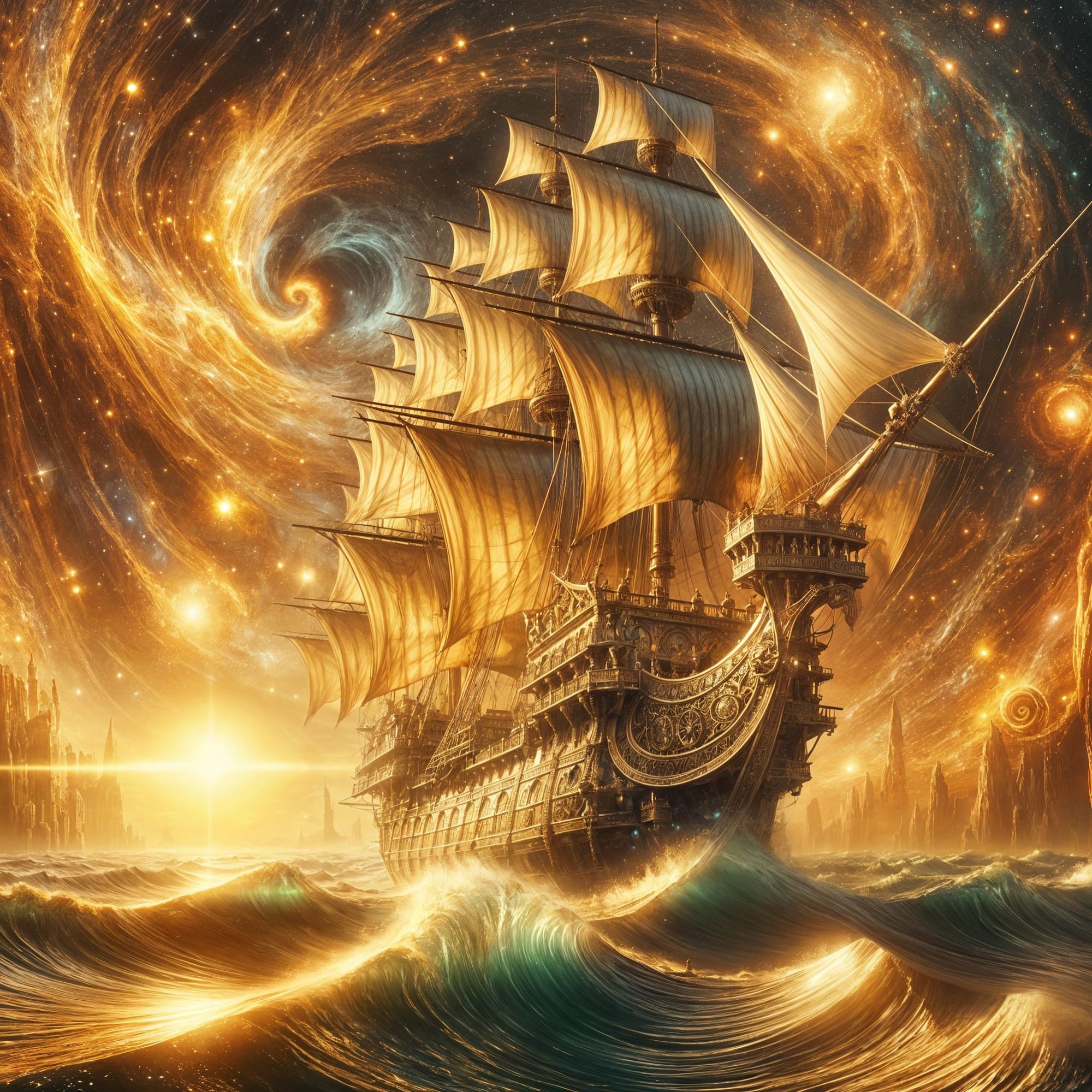 Golden Sail Shadows：Sailing Carved Under Golden Sunsets