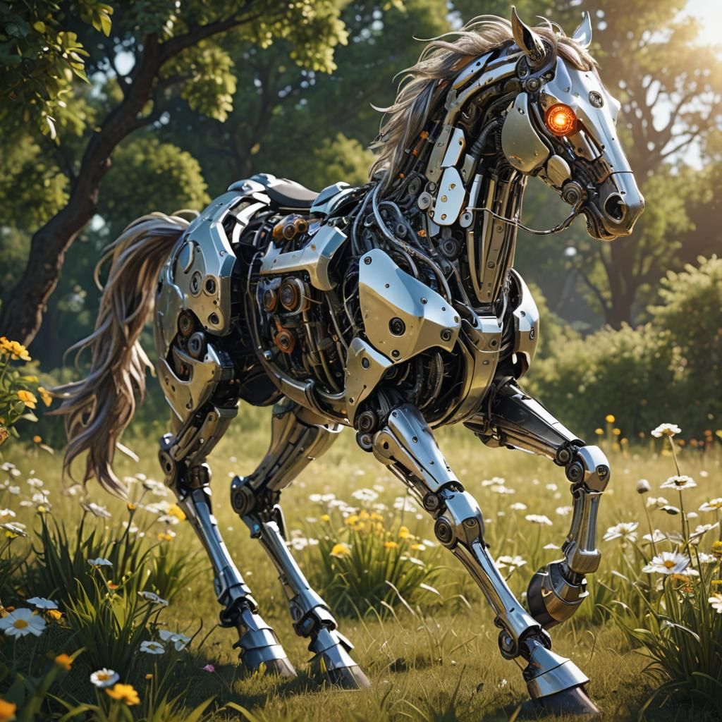 Cybernetic horse - AI Generated Artwork - NightCafe Creator