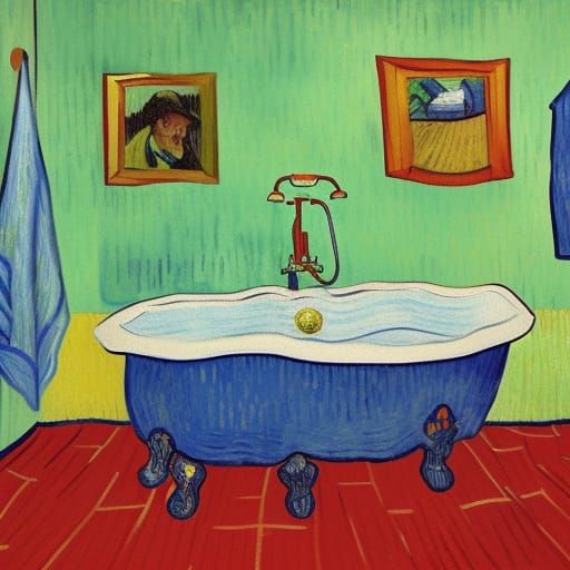 a yellow submarine in a bathtub in the bathroom 8k resolutio...