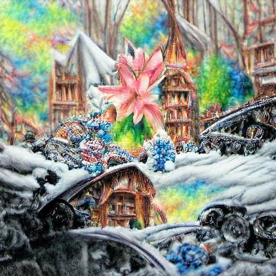 colourful detailed painting 8k ink drawing Thomas Kinkade sn...