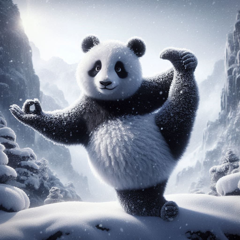 Winter panda yoga