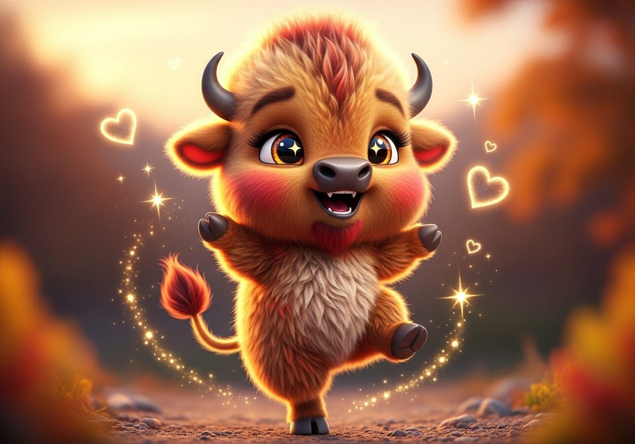 Baby bison, little dance