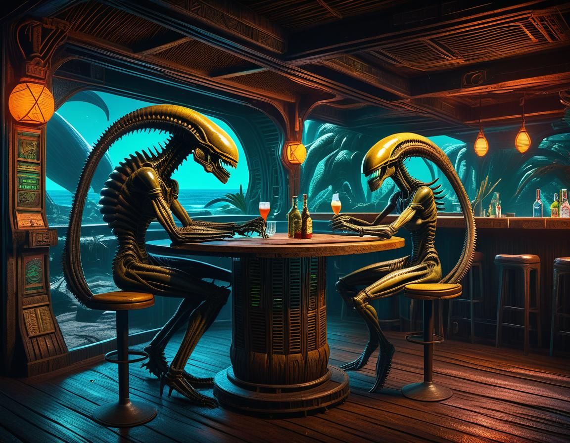 Max Ernst xenomorph romance at the galactic tiki bar - AI Generated ...