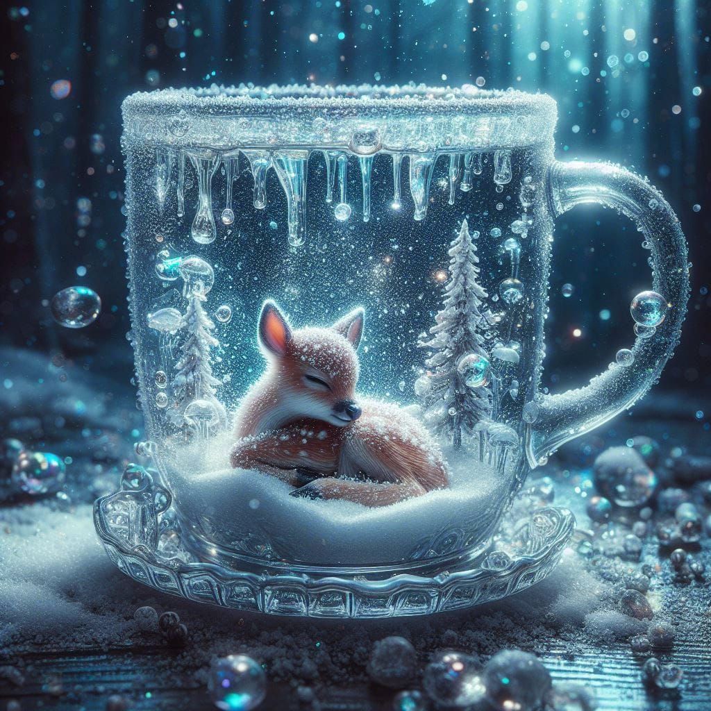 A Tiny Fawn in an Icy Teacup  by @Rosie