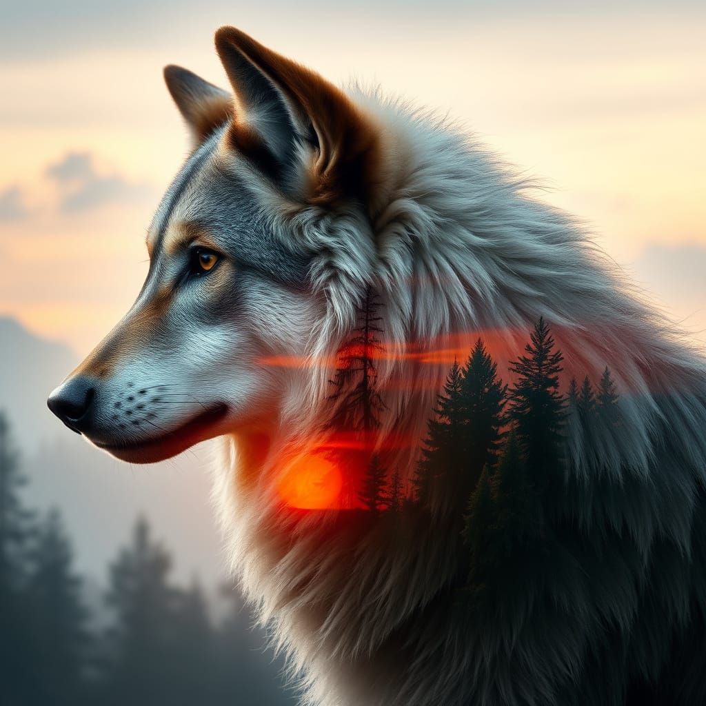 wolf sunset  by @DJDiztorted