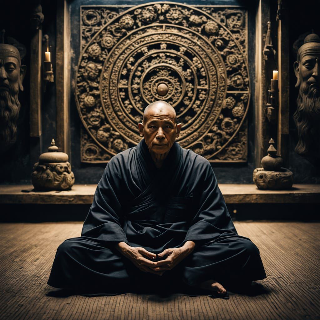 Meditative Monk in Contemplation