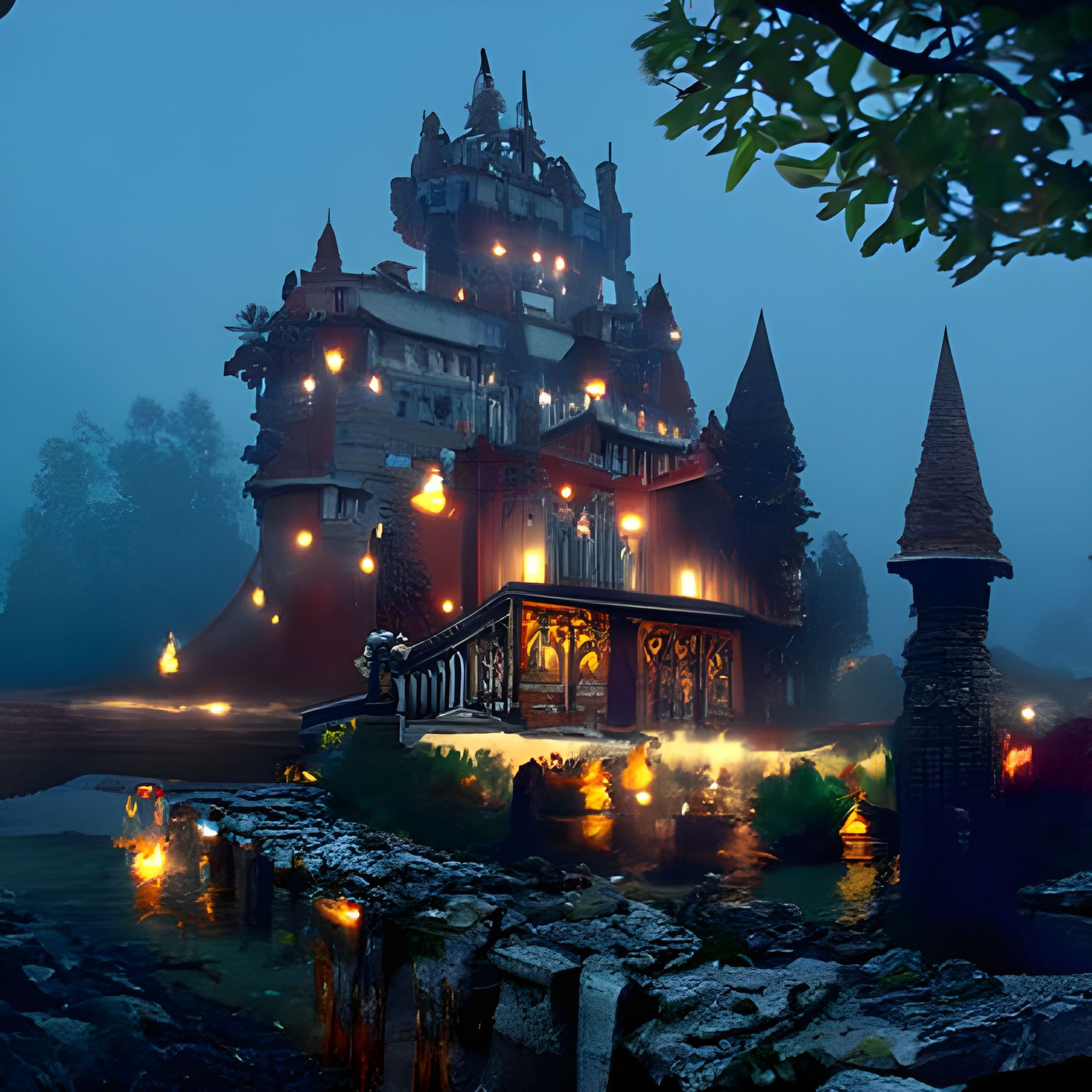 Medieval Castle Under The Moonlight - AI Generated Artwork - NightCafe ...