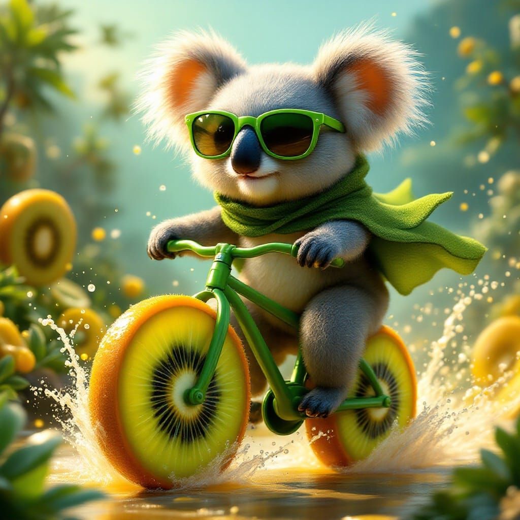 Koala rides a bike