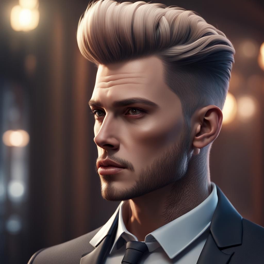 Showcase a confident individual with a stylish modern quiff,...