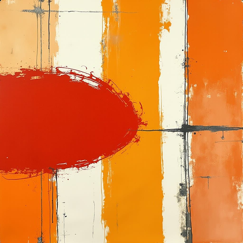 Bold, Abstract Artwork with Expressive Linework and Vibrant ...
