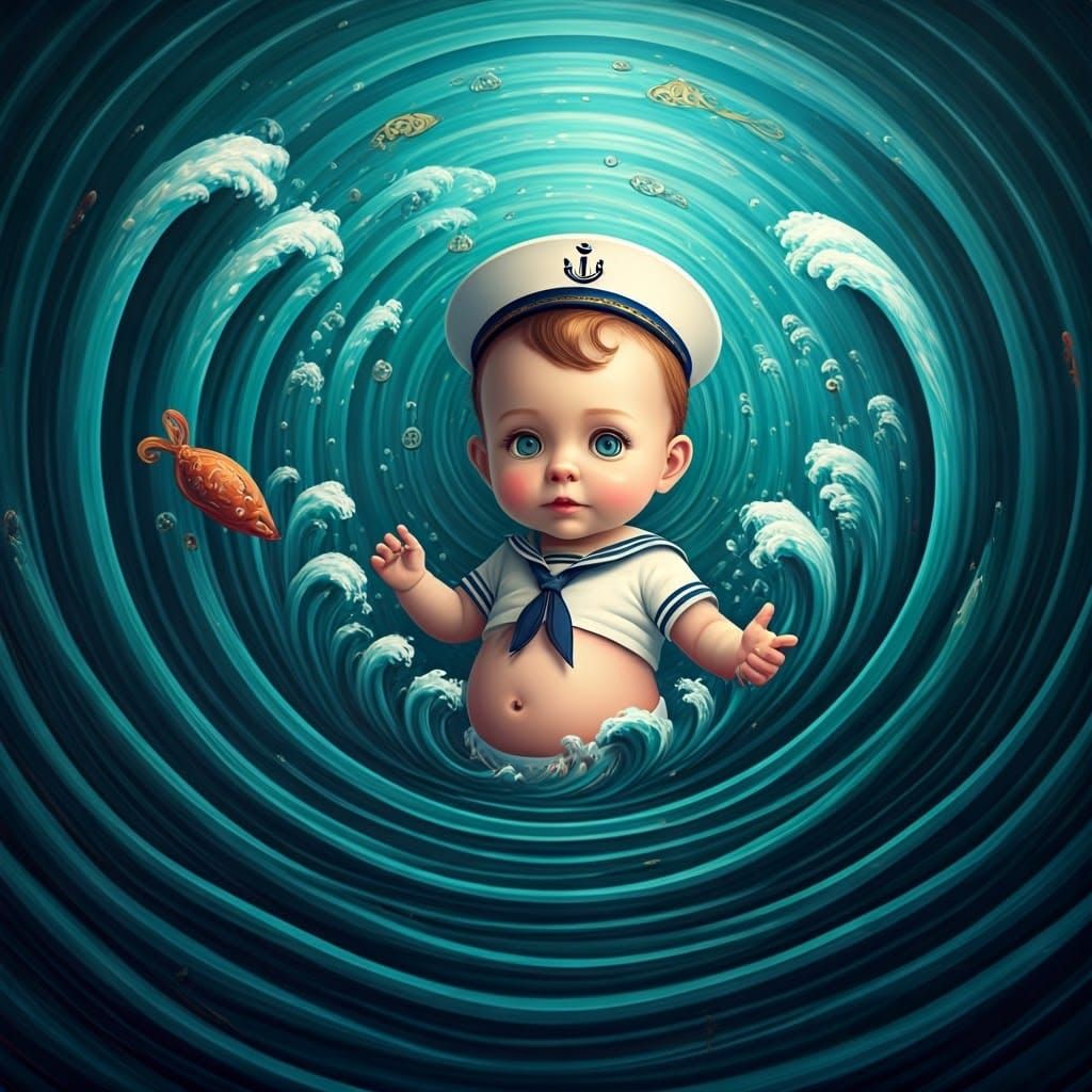 Baby with Vibrant Mediterranean Sea Belly