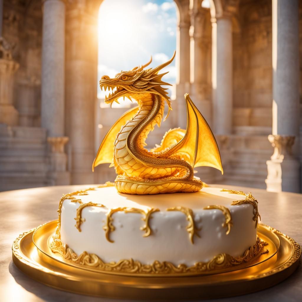 Golden dragon cake  by @Nolan