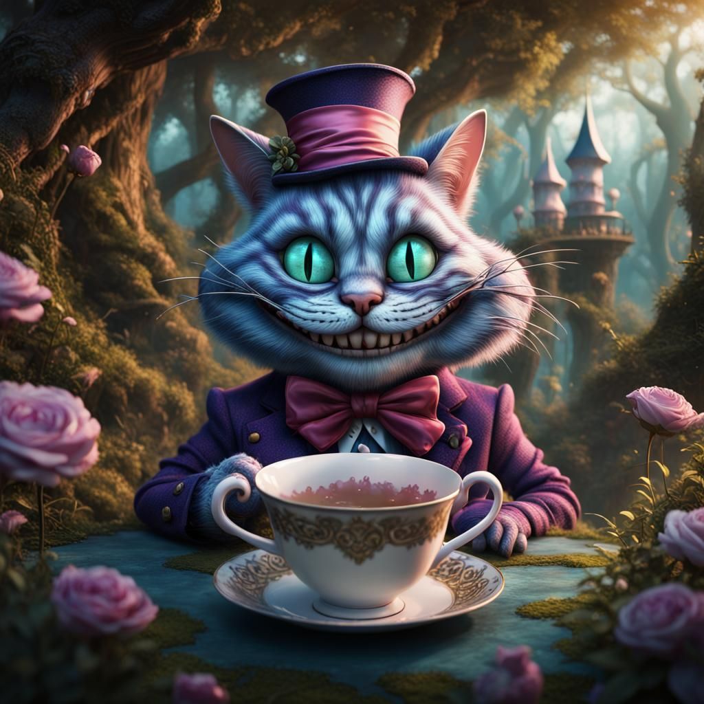 The Cheshire Cat dressed as Alice in Wonderland - AI Generated Artwork ...