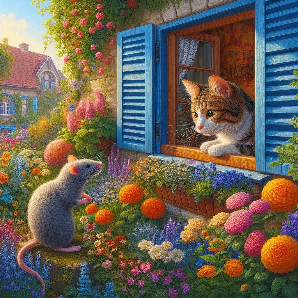 Le chat à la fenêtre.