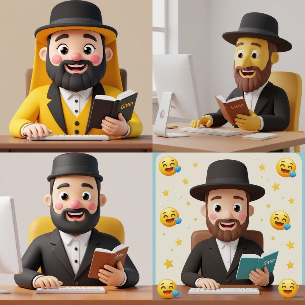 Orthodox Jewish Man in 3D Emoji Style