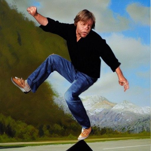 Mark Hamill doing a kick flip