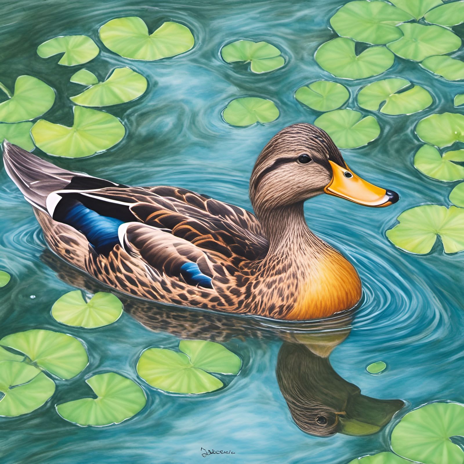colored pencil sketch of a duck in a pond <lora:SoftPencil:1.0> 
