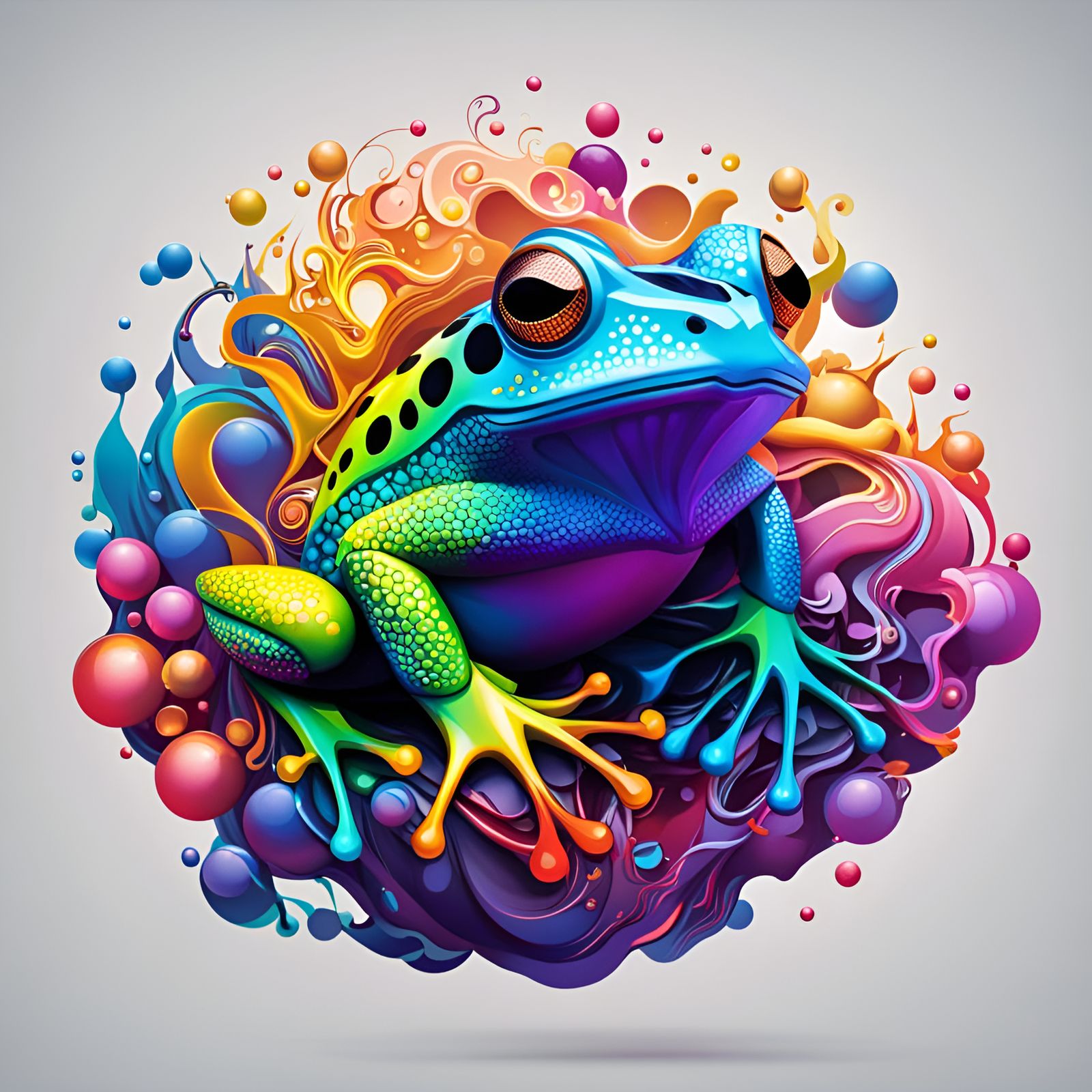 Rainbow Frog  by @ArtificialInventions