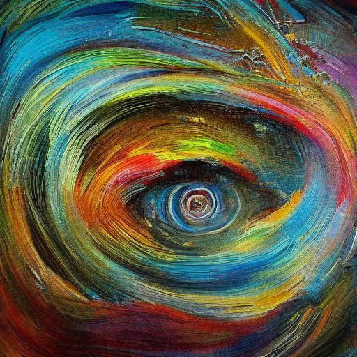 Colorful Microscopic Light Spiral in Surrealist Oil Painting