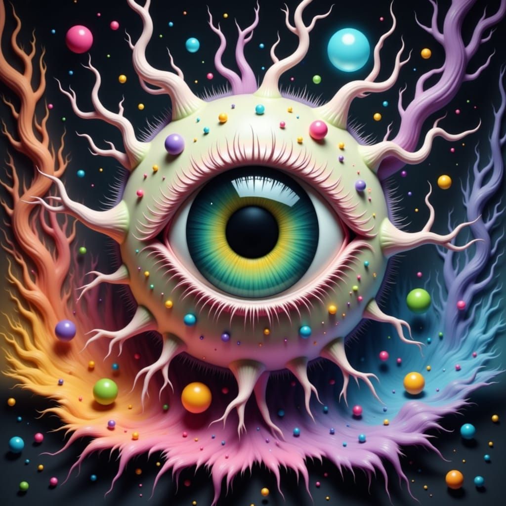 Giant Despairing Eyeball in Francis Bacon Style