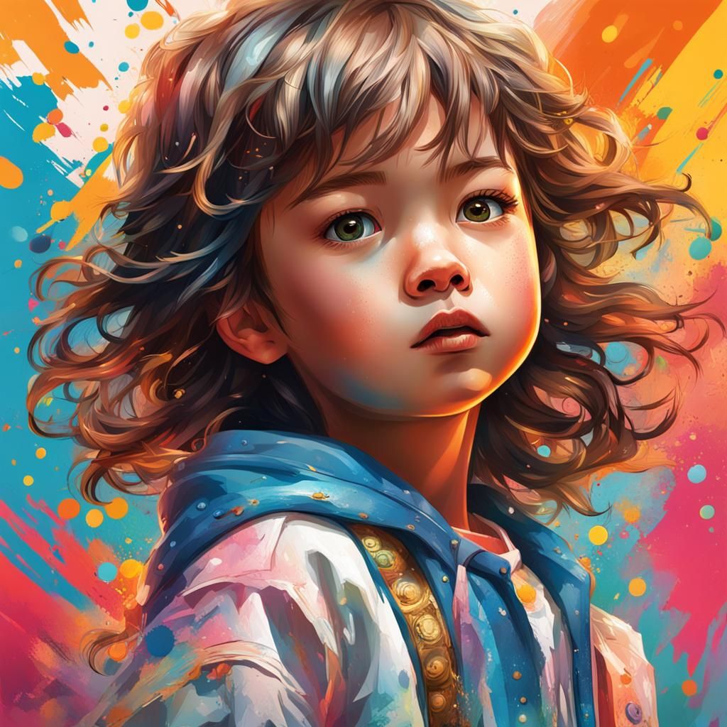 Hyperrealistic Manga Girl in Splash Art Style