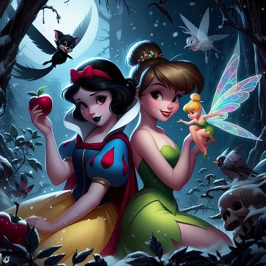 Snow White and Tink holding Tink