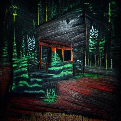 Cabin in the dark forest