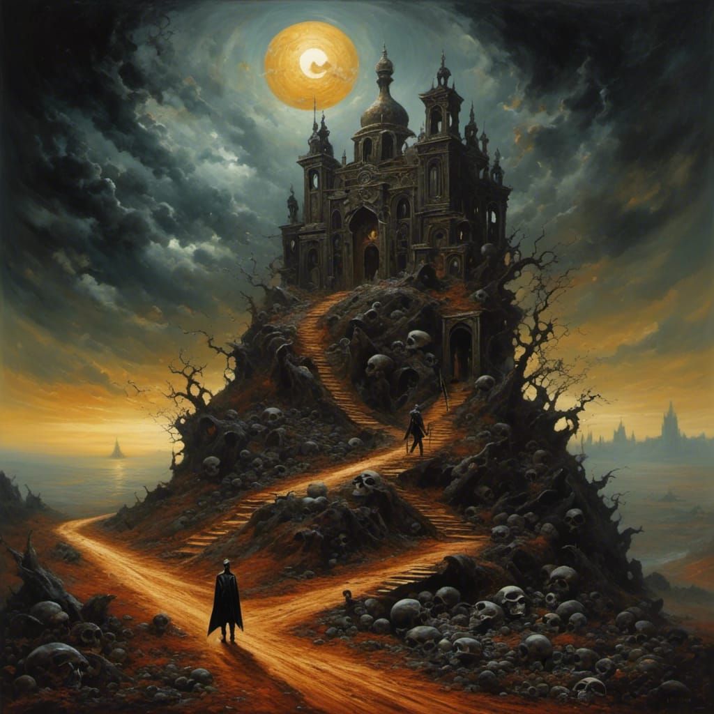 <lora:Broodiful:1.0> A dead road a dark sun