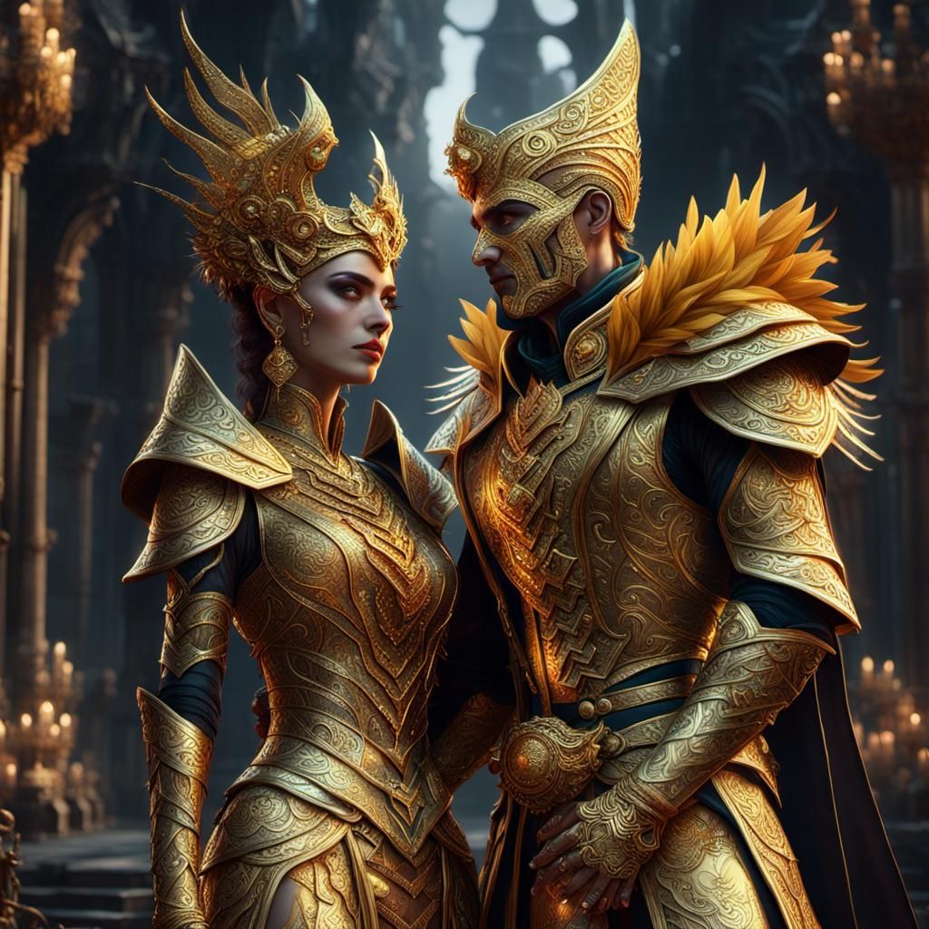 Golden Couple in Detailed Fantasy Art