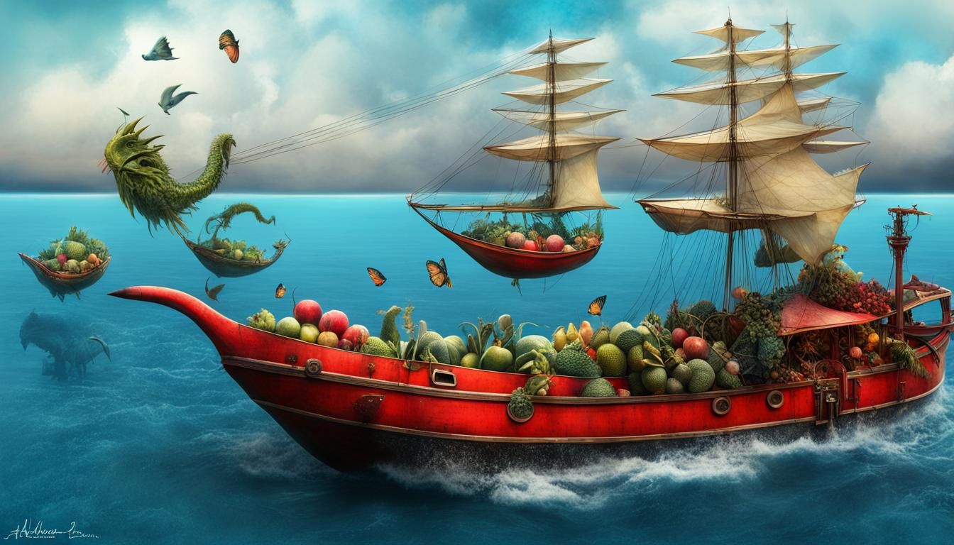 Surreal vegetables by Alexander_Jansson bird-dragon fruit hybrid indigo ...