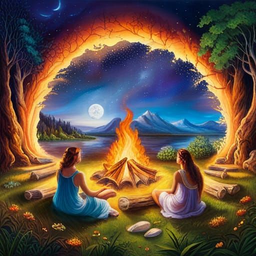 Women's campfire- mixed media  by @Artem