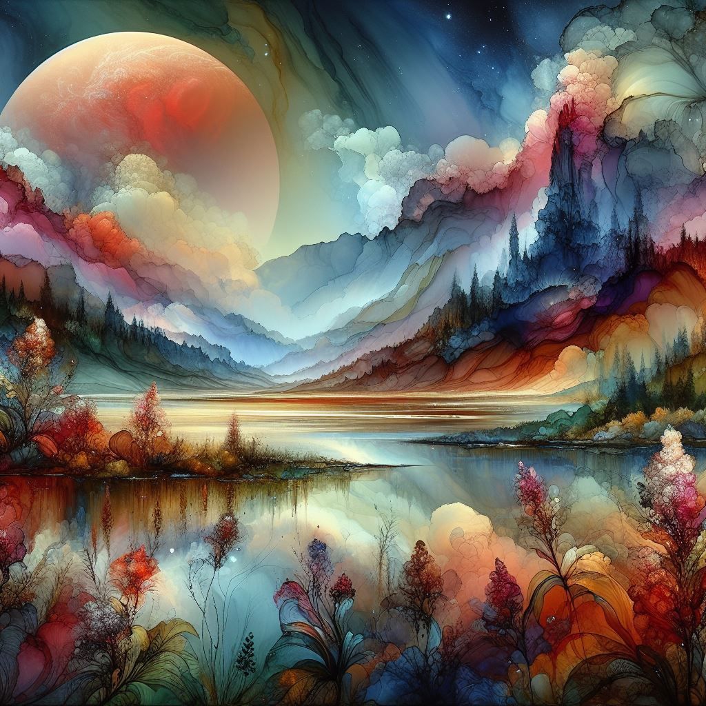 Alcohol ink landscape