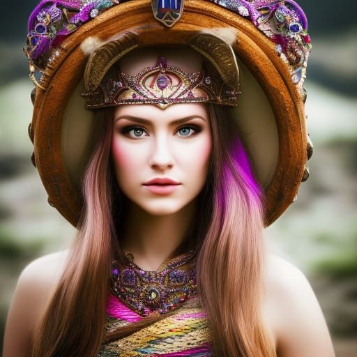 Beautifully, elegant, rich , colorful, mystical , creature, human like body, WOMEN, viking, beatiful, queen, Ethereal, M...