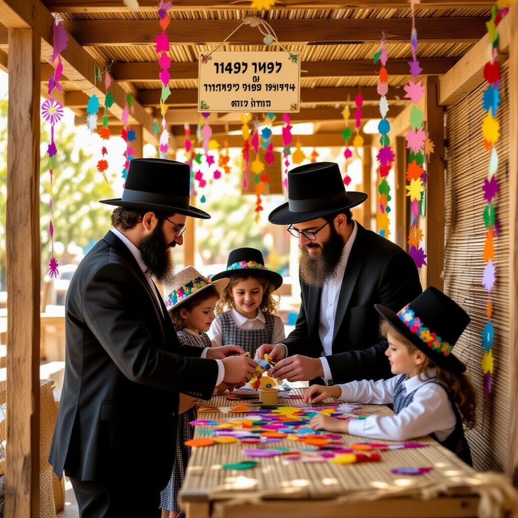 Haredi Men and Children Build Sukkot Booth