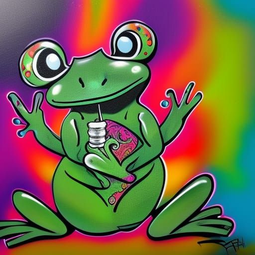 HAPPY FROG graffiti art, splash art, street art, spray paint, oil ...